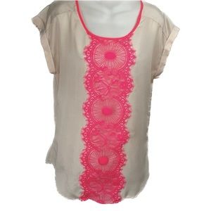 3/$25💥 Express Fluorescent Coral Blush Tunic Top Sz S Bin F